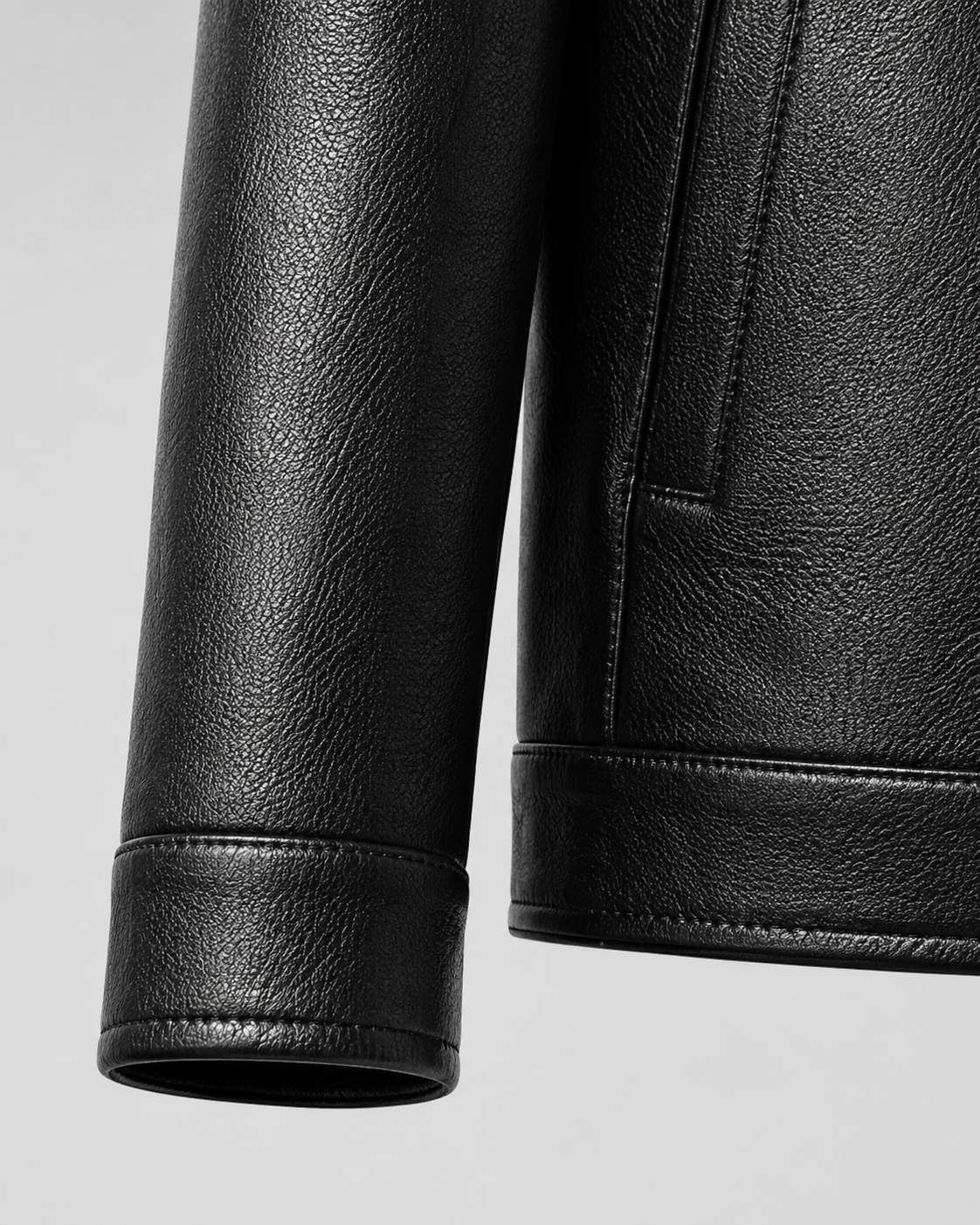 Men's Faux Leather Jacket - Zip Up Classic Collar
