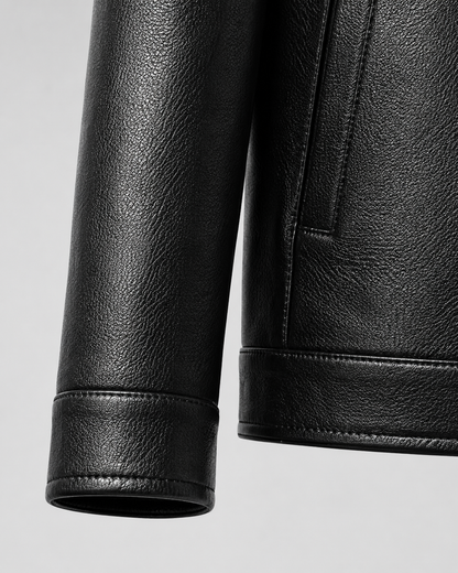 Men's Faux Leather Jacket - Zip Up Classic Collar