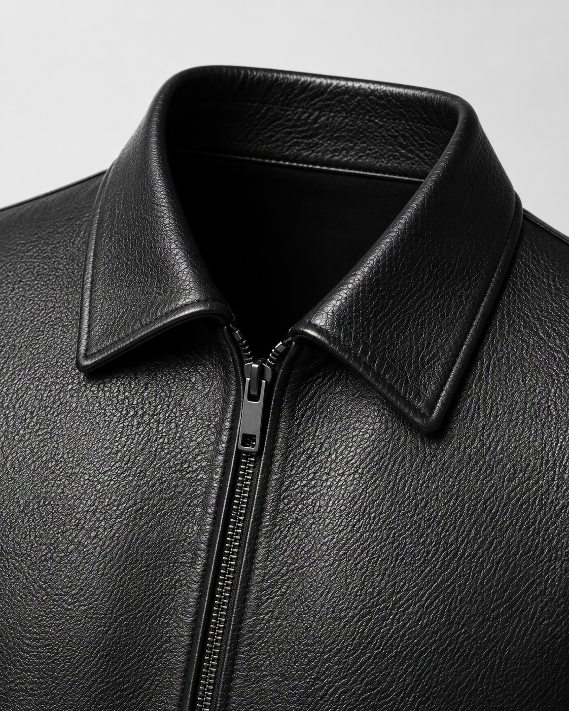 Men's Faux Leather Jacket - Zip Up Classic Collar