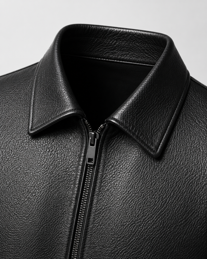 Men's Faux Leather Jacket - Zip Up Classic Collar