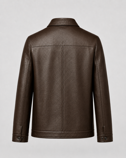 Men's Faux Leather Jacket - Zip Up Classic Collar