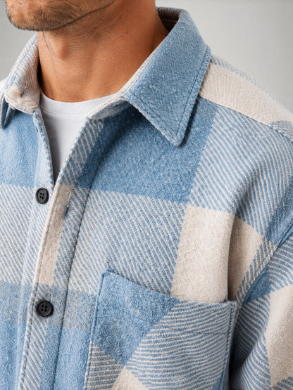 Men's Plaid Flannel Shirt - Long Sleeve Casual Overshirt