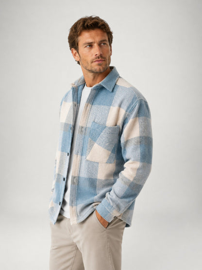 Men's Plaid Flannel Shirt - Long Sleeve Casual Overshirt