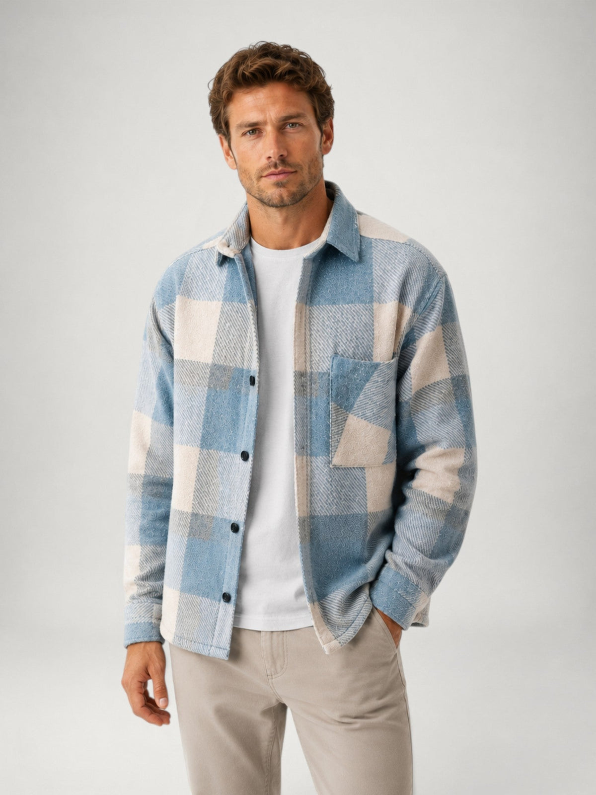 Men's Plaid Flannel Shirt - Long Sleeve Casual Overshirt