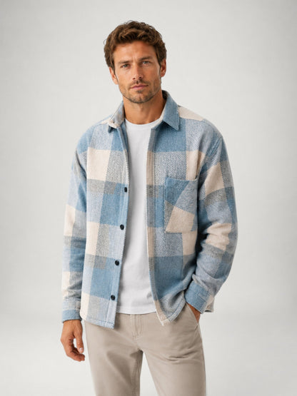 Men's Plaid Flannel Shirt - Long Sleeve Casual Overshirt