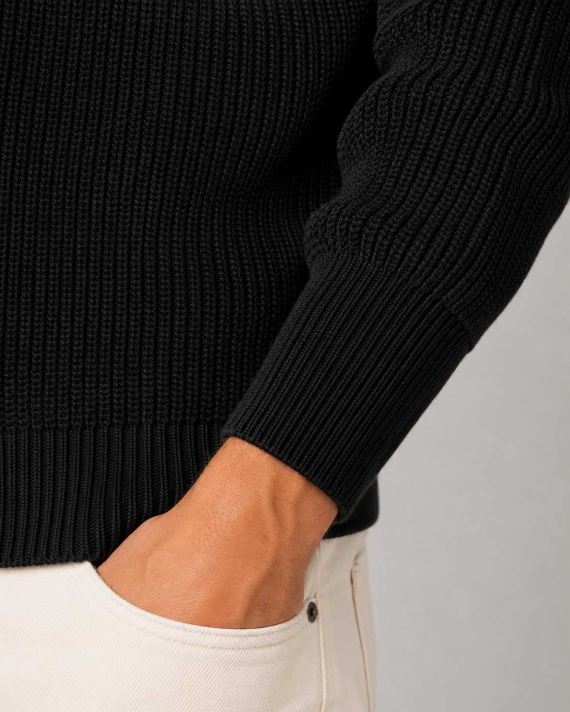 Men's Quarter Zip Sweater - Ribbed Knit Mock Neck Pullover