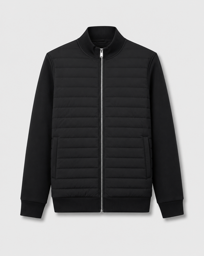 Men's Quilted Hybrid Jacket - Knit Sleeve Zip Up