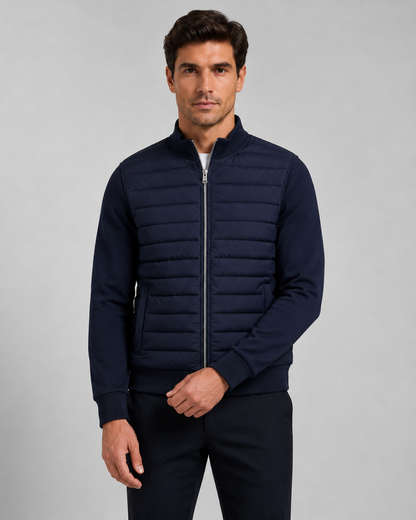 Men's Quilted Hybrid Jacket - Knit Sleeve Zip Up
