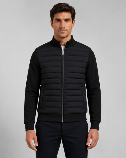 Men's Quilted Hybrid Jacket - Knit Sleeve Zip Up