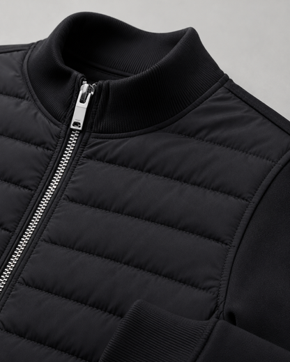 Men's Quilted Hybrid Jacket - Knit Sleeve Zip Up