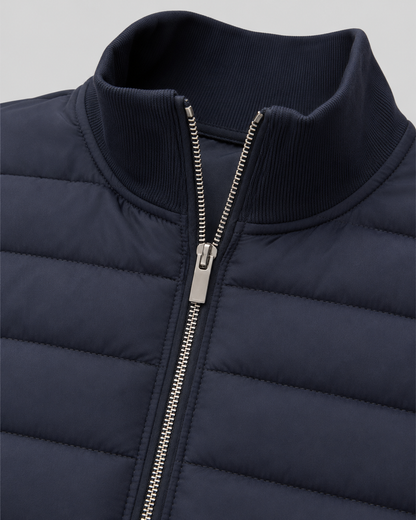 Men's Quilted Hybrid Jacket - Knit Sleeve Zip Up