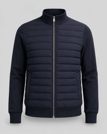 Men's Quilted Hybrid Jacket - Knit Sleeve Zip Up