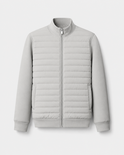 Men's Quilted Hybrid Jacket - Knit Sleeve Zip Up