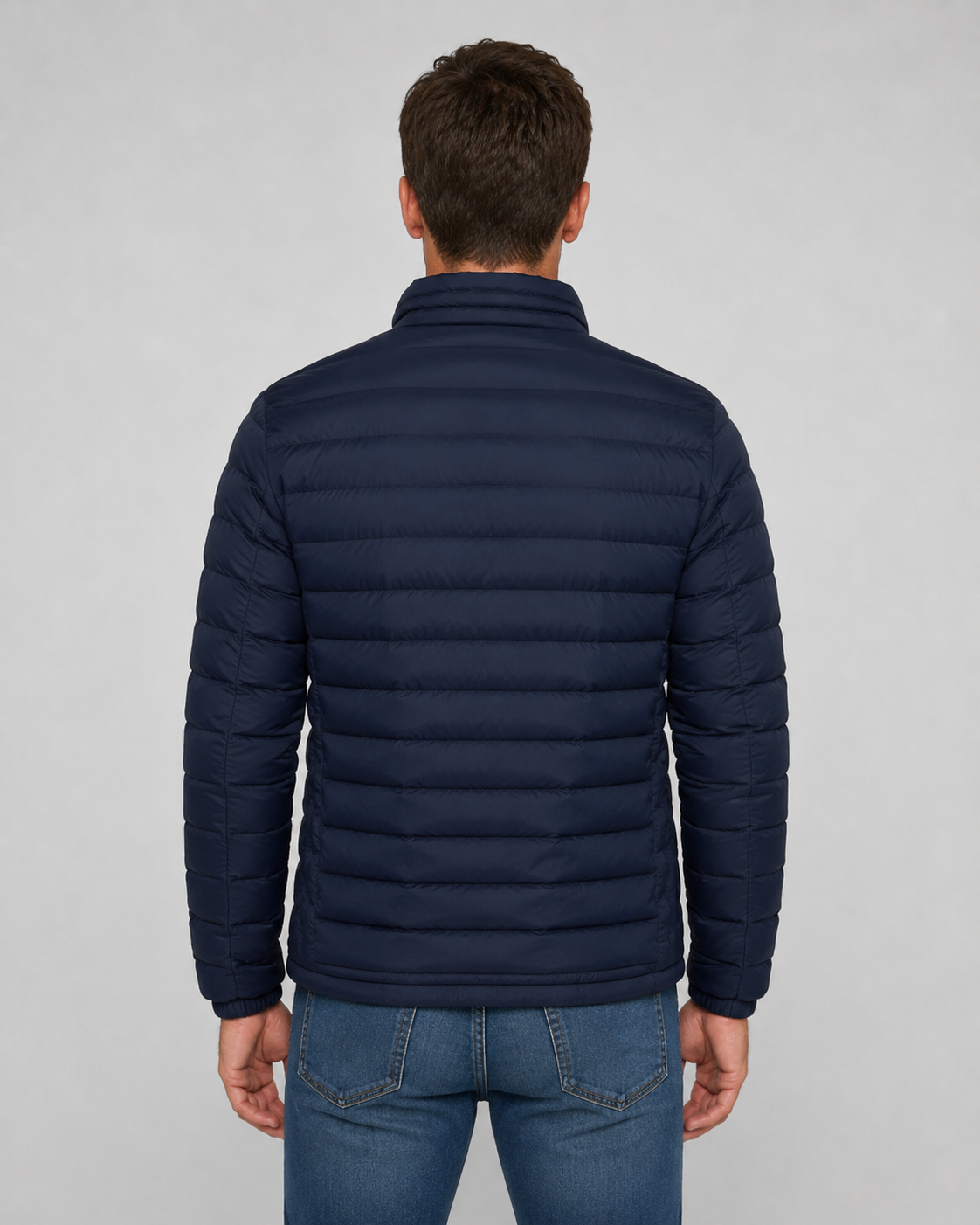 Men's Quilted Puffer Jacket - Stand Collar