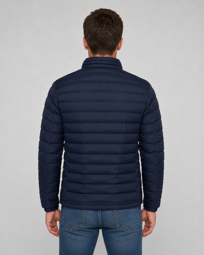 Men's Quilted Puffer Jacket - Stand Collar