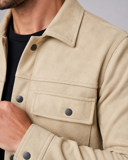 Men's Suede Overshirt Jacket - Slim Fit