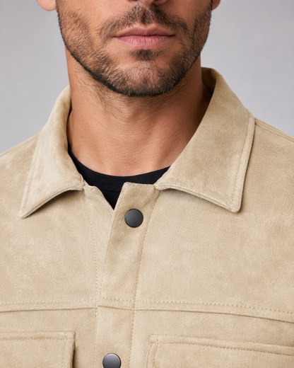 Men's Suede Overshirt Jacket - Slim Fit