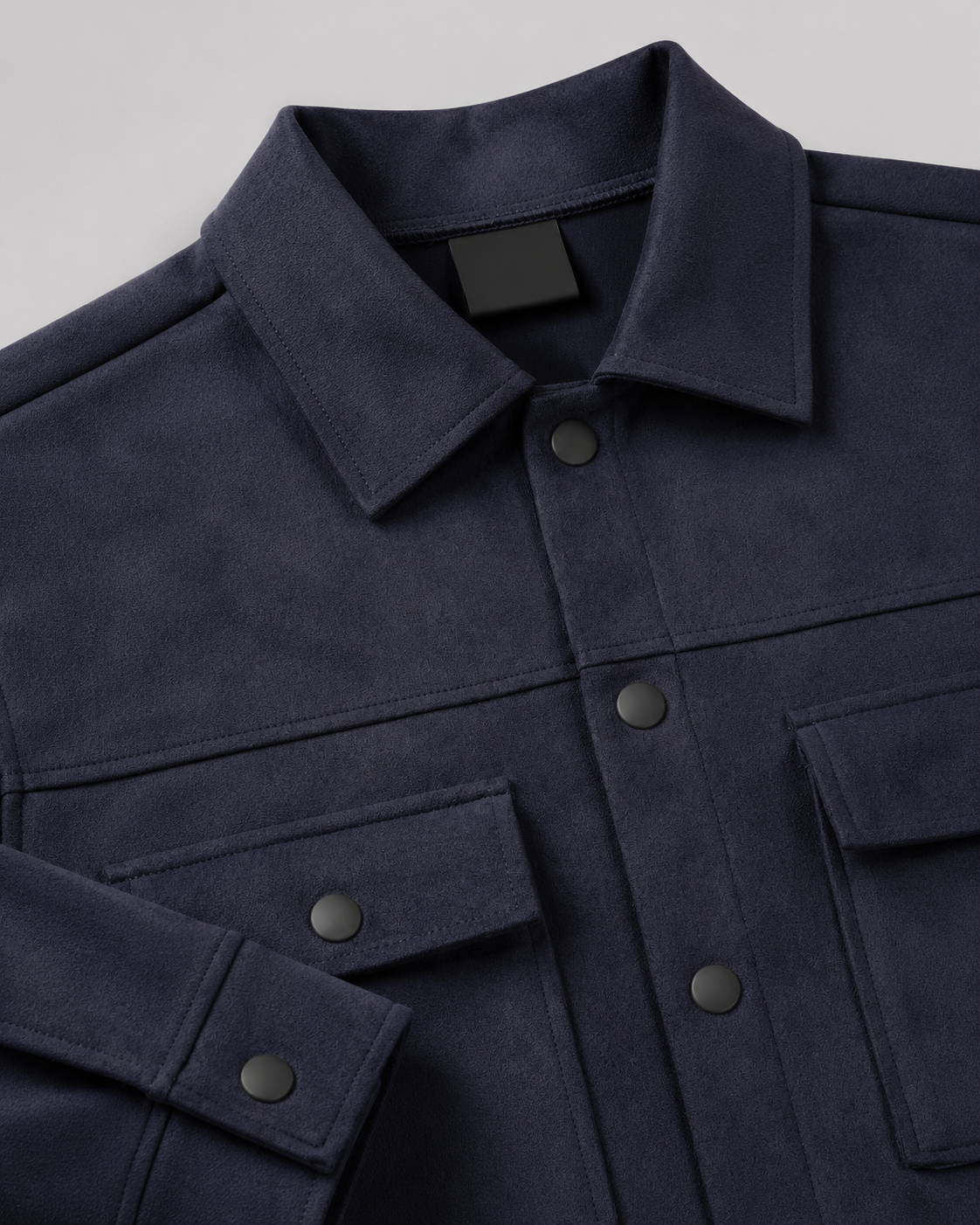 Men's Suede Overshirt Jacket - Chest Pocket Detail