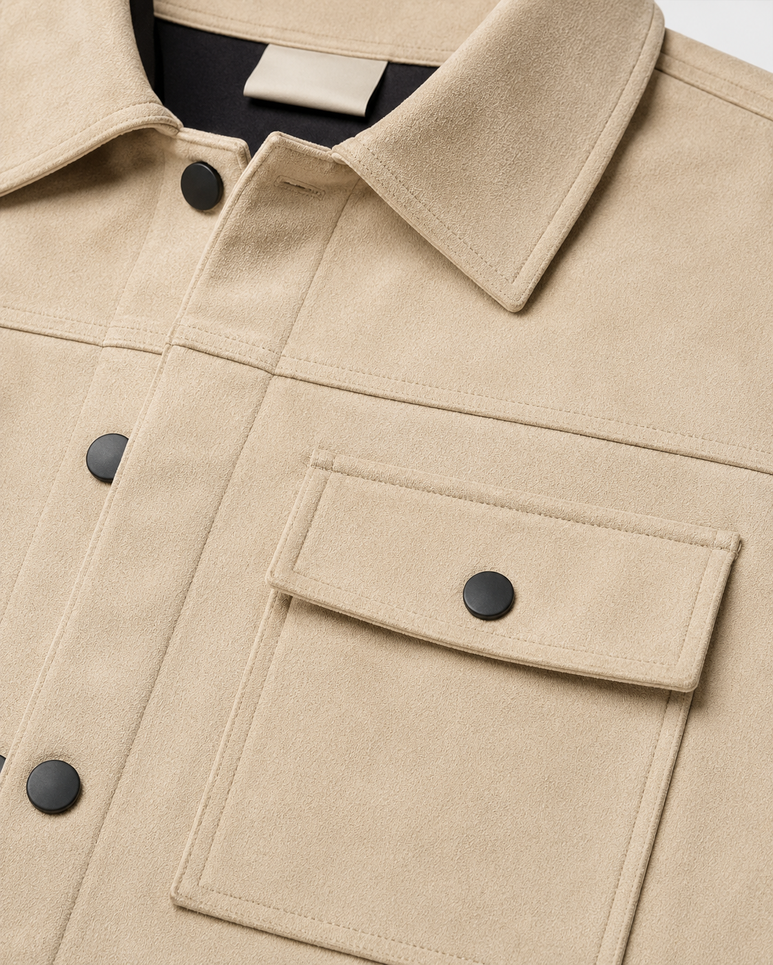 Men's Suede Overshirt Jacket - Chest Pocket Detail