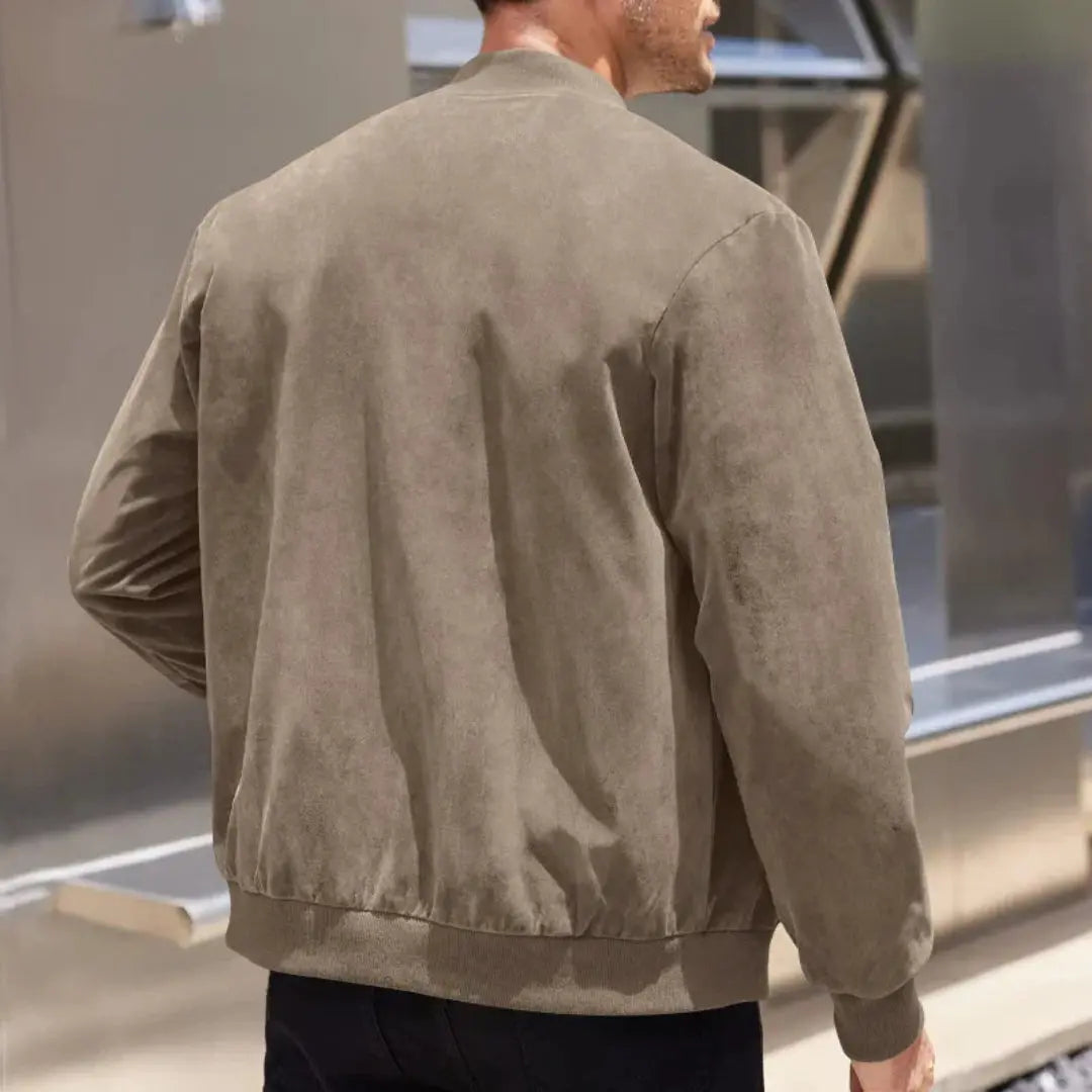 Men's Suede Bomber Jacket Casual Fall Jacket