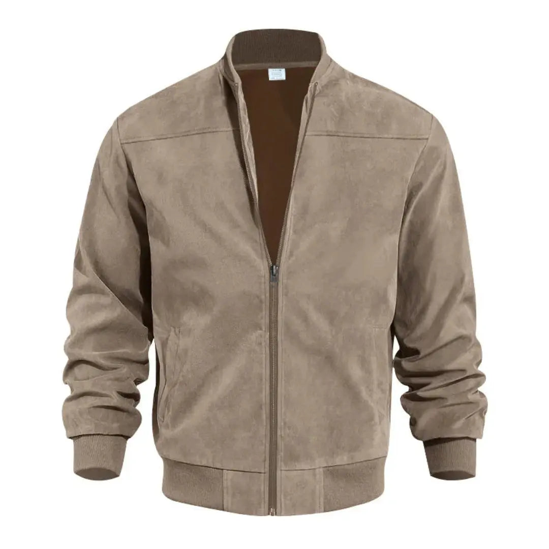 Men's Suede Bomber Jacket Casual Fall Jacket