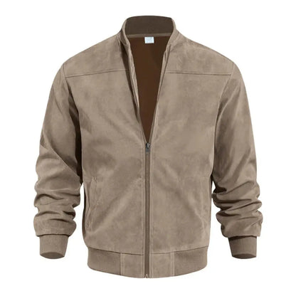 Men's Suede Bomber Jacket Casual Fall Jacket