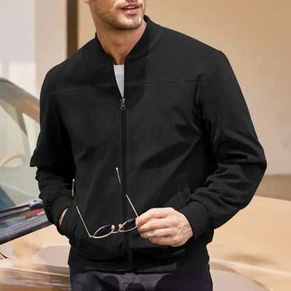 Men's Suede Bomber Jacket Casual Fall Jacket