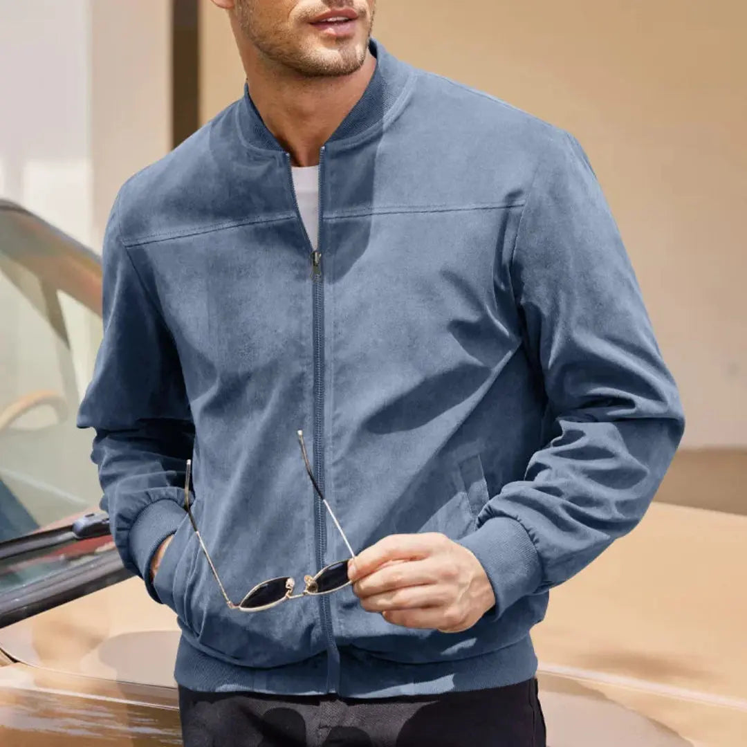 Men's Suede Bomber Jacket Casual Fall Jacket