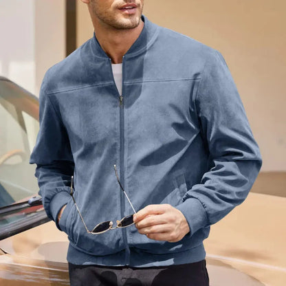 Men's Suede Bomber Jacket Casual Fall Jacket