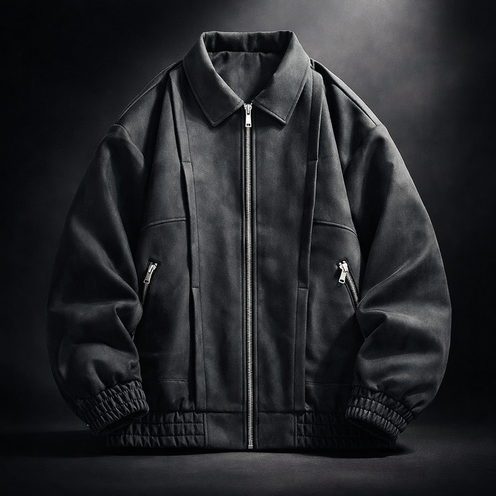 Men's Suede Bomber Jacket Oversized Casual Fall Jacket
