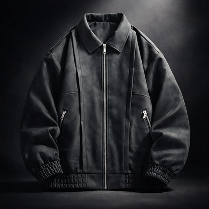 Men's Suede Bomber Jacket Oversized Casual Fall Jacket