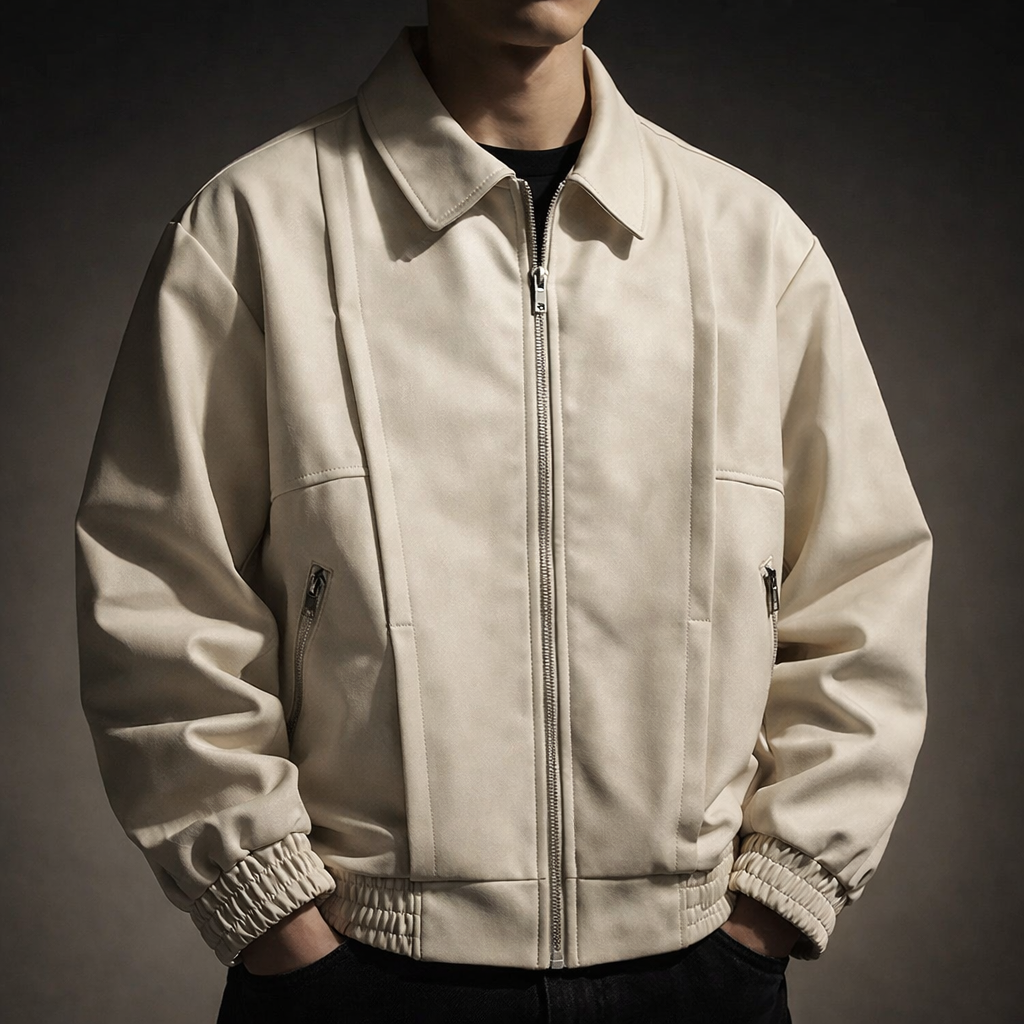 Men's Suede Bomber Jacket Oversized Casual Fall Jacket