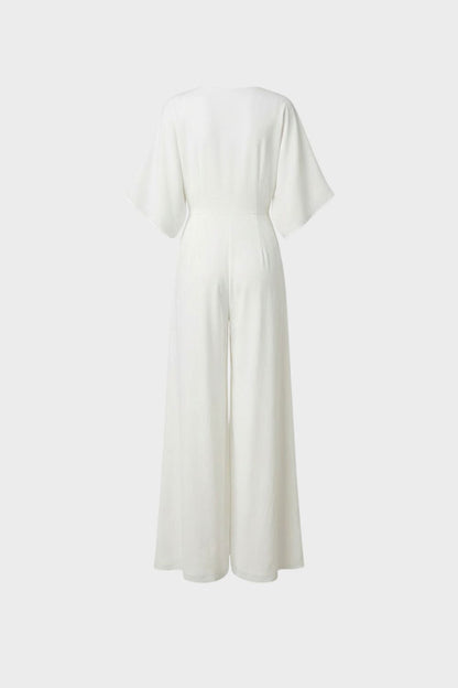 Women's Wide Leg Jumpsuit - Sleeveless Square Neck Romper