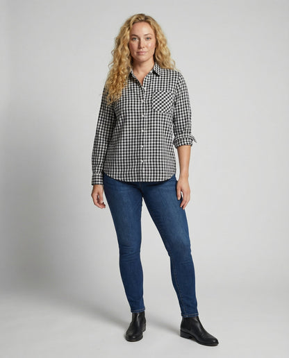Ivalissa | Women's Oversized Plaid Shirt with Blouse Style Design
