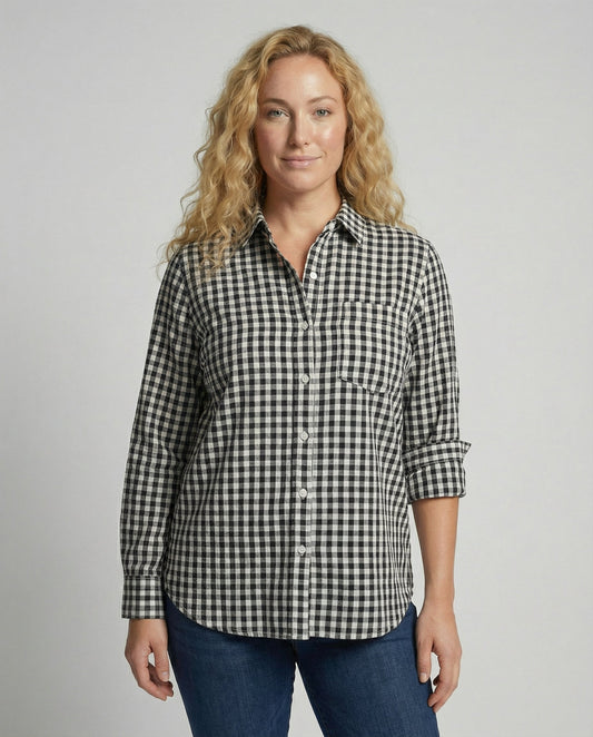 Ivalissa | Women's Oversized Plaid Shirt with Blouse Style Design