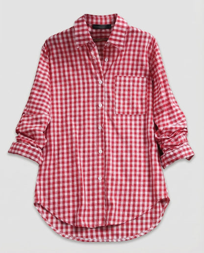 Ivalissa | Women's Oversized Plaid Shirt with Blouse Style Design