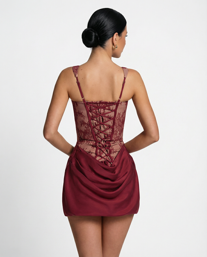 Elsinra | Elegant Corset Mini Cocktail Dress Party Wear