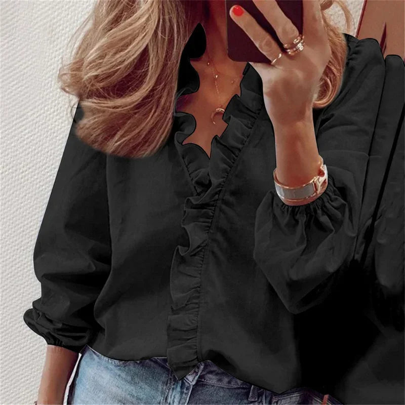 Shayla | Casual Summer Blouse with Elegant Ruffle Detail Everyday Style