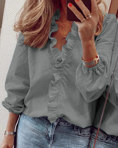 Shayla | Casual Summer Blouse with Elegant Ruffle Detail Everyday Style