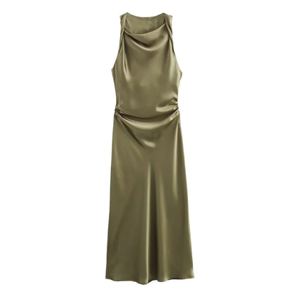 Clover | Statement Figure-Enhancing Wedding Guest Dress with Cowl Neckline