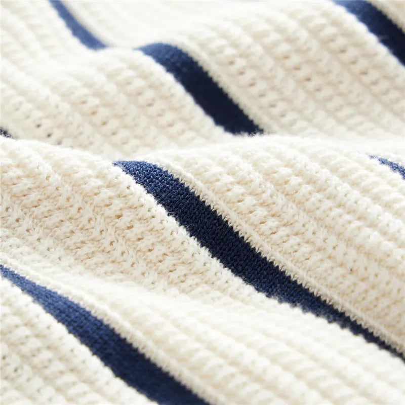 Men's Striped Knit Polo Shirt - Short Sleeve Casual Top