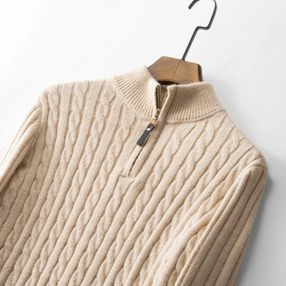 Men's Wool Quarter Zip Sweater - Knit Pullover