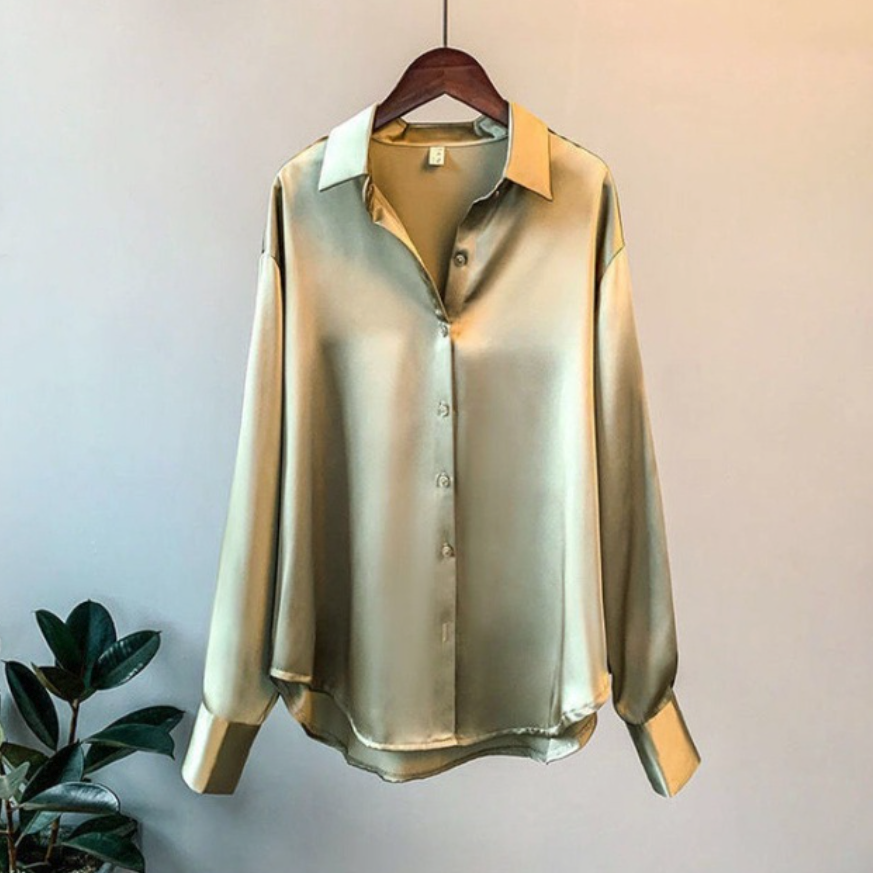 Makenna | Button-Down Office Blouse with Loose Linen Work Style