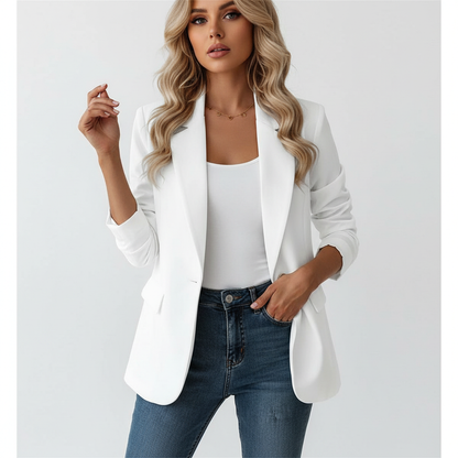 Women's Blazer Jacket - Tailored Single Breasted Button Front