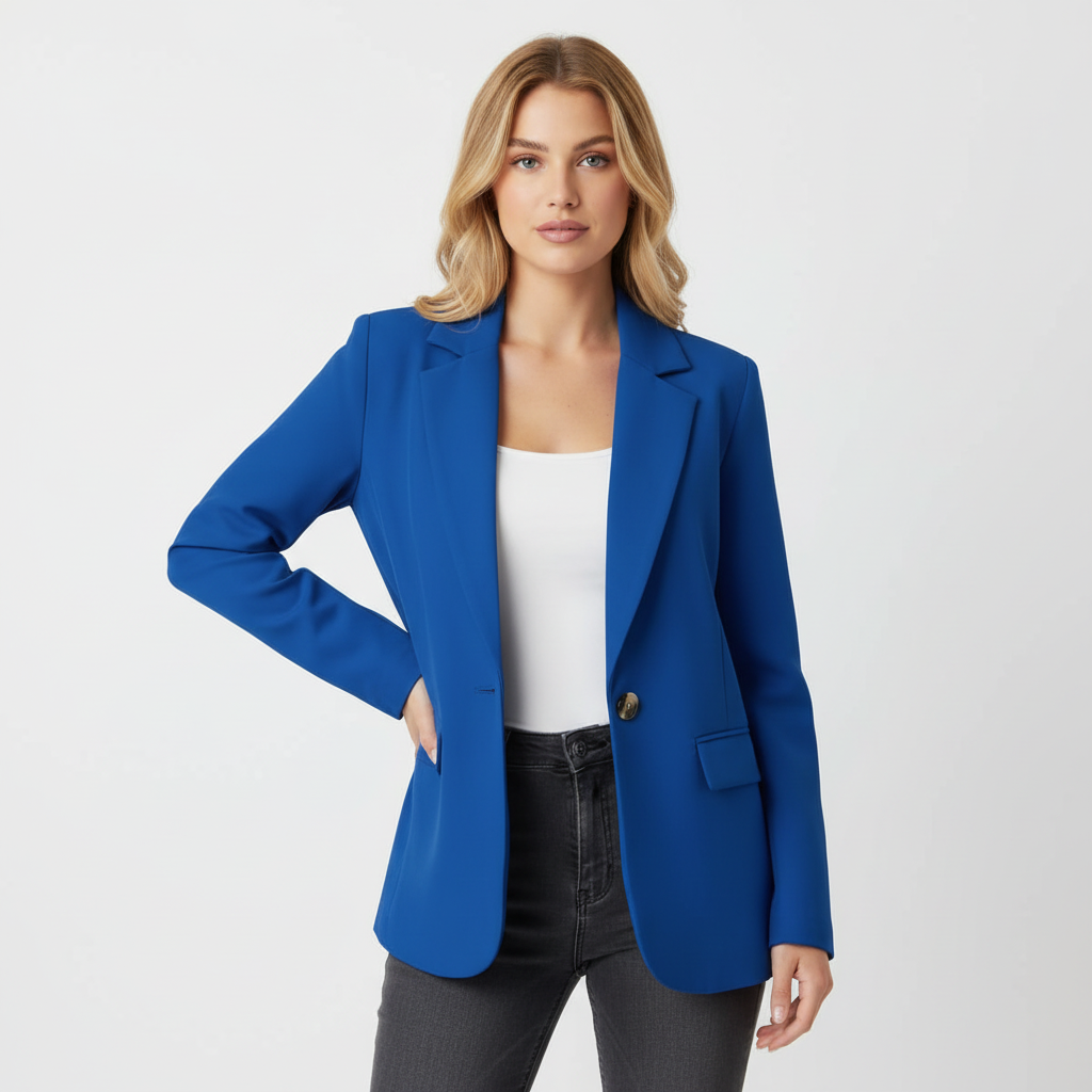 Women's Blazer Jacket - Tailored Single Breasted Button Front