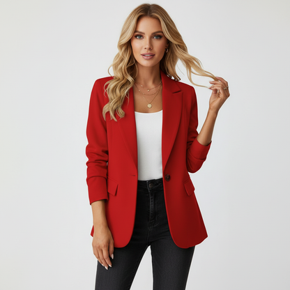 Women's Blazer Jacket - Tailored Single Breasted Button Front