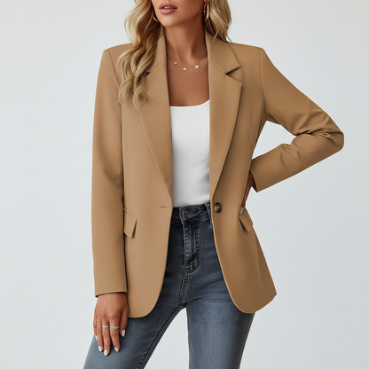 Women's Blazer Jacket - Tailored Single Breasted Button Front