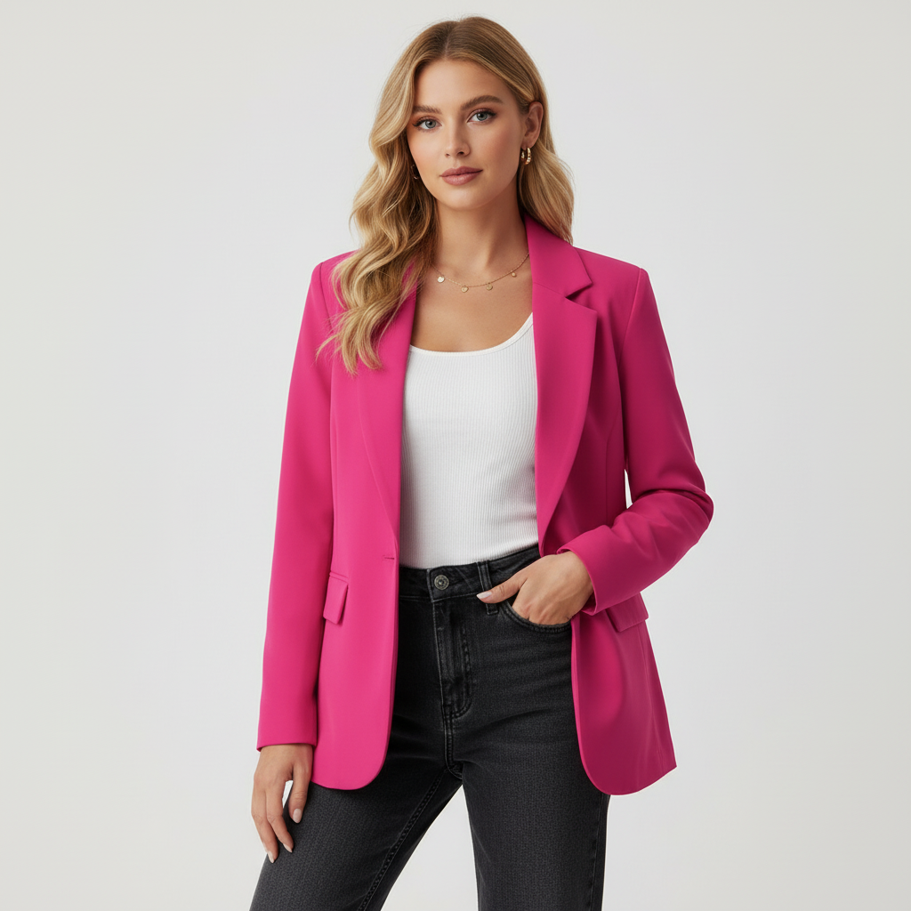 Women's Blazer Jacket - Tailored Single Breasted Button Front