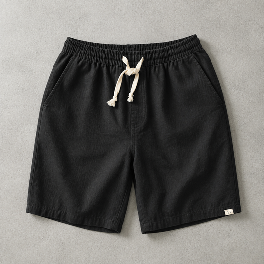 Men's Linen Blend Shorts - Drawstring Casual Summer Shorts