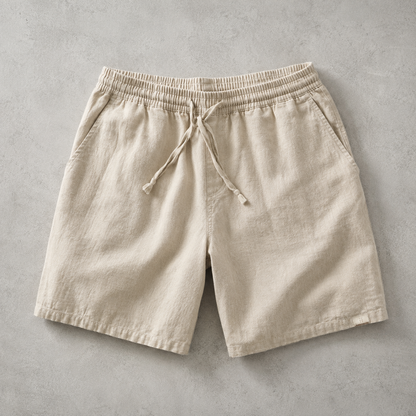 Men's Linen Blend Shorts - Drawstring Casual Summer Shorts